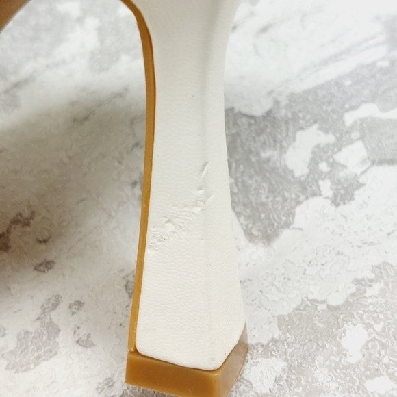 New Open Edit Kenni Ivory Gold Chain Ankle Strap Sandals W1003 - Picture 14 of 15